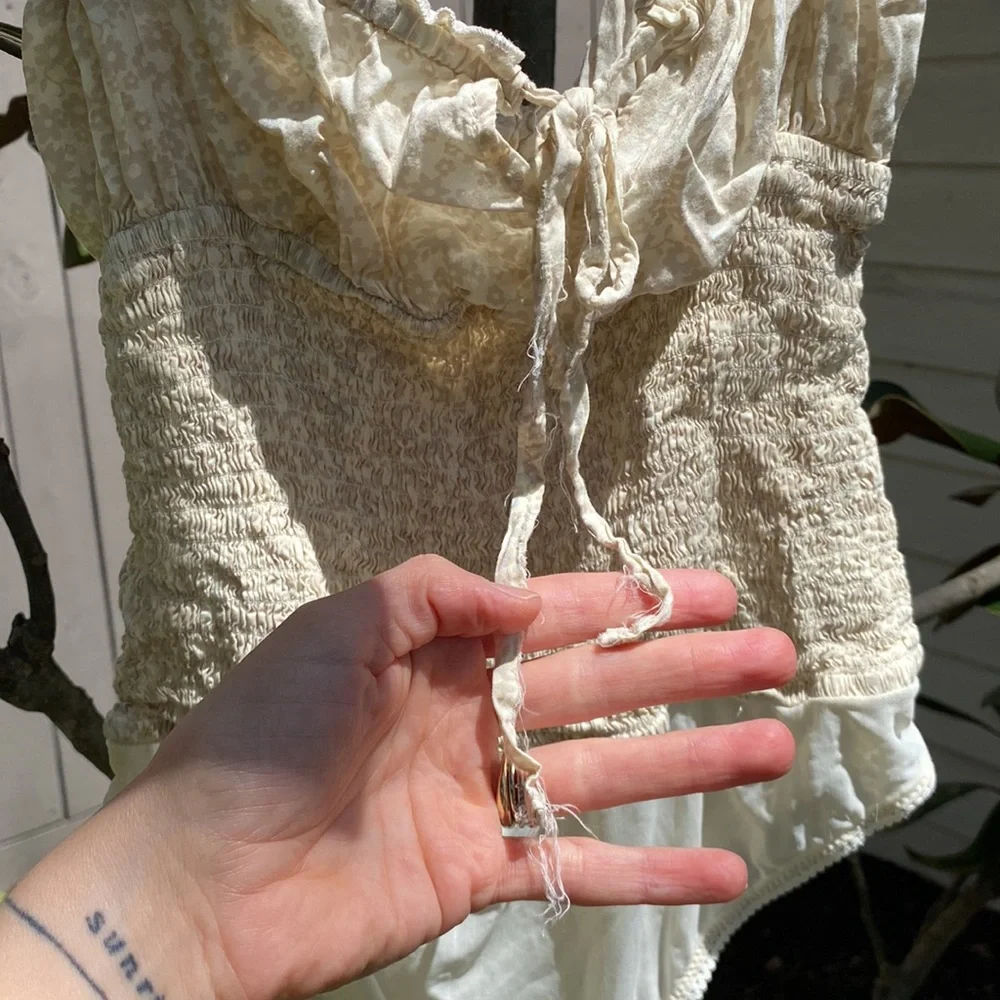 Intimately by Free People cream colored ditsy floral bodysuit - Picture 3 of 4